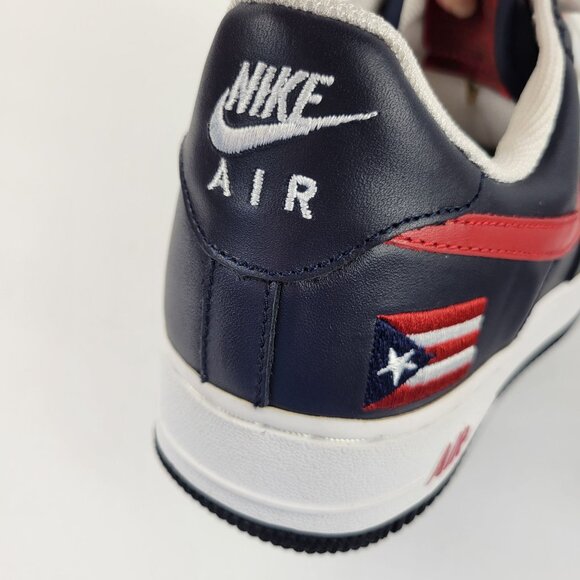 Nike Air Force 1 Puerto Rico 5 Low Basketball Shoe Navy/Red/White Size 10.5 - Picture 12 of 12